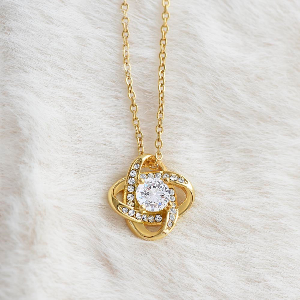 Elegant Love Knot Necklace – Available in Yellow & White Gold, The Perfect Birthday Gift for Mom