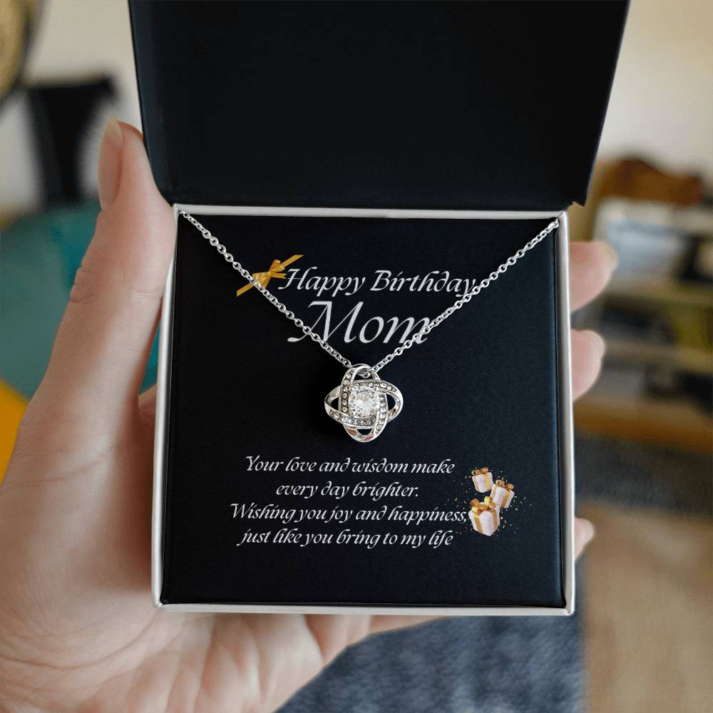 Elegant Love Knot Necklace – Available in Yellow & White Gold, The Perfect Birthday Gift for Mom