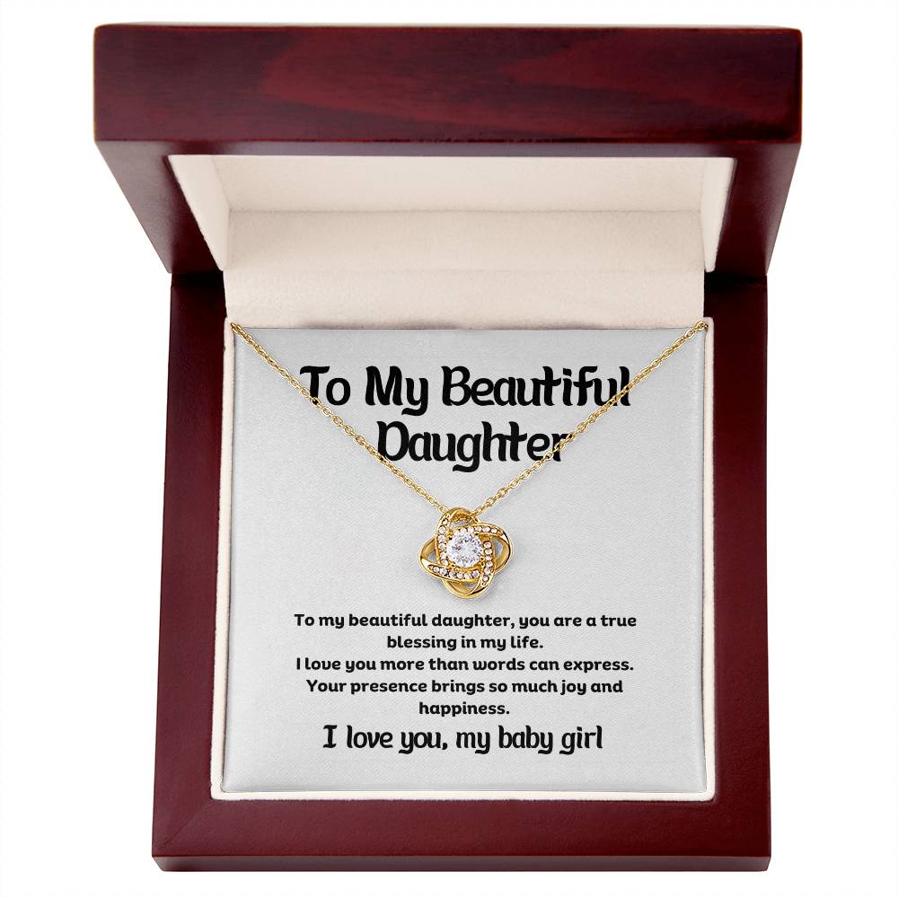 Elegant Love Knot Necklace – The Perfect Gift for Your Daughter in Yellow & White Gold