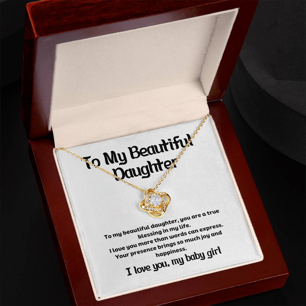 Elegant Love Knot Necklace – The Perfect Gift for Your Daughter in Yellow & White Gold